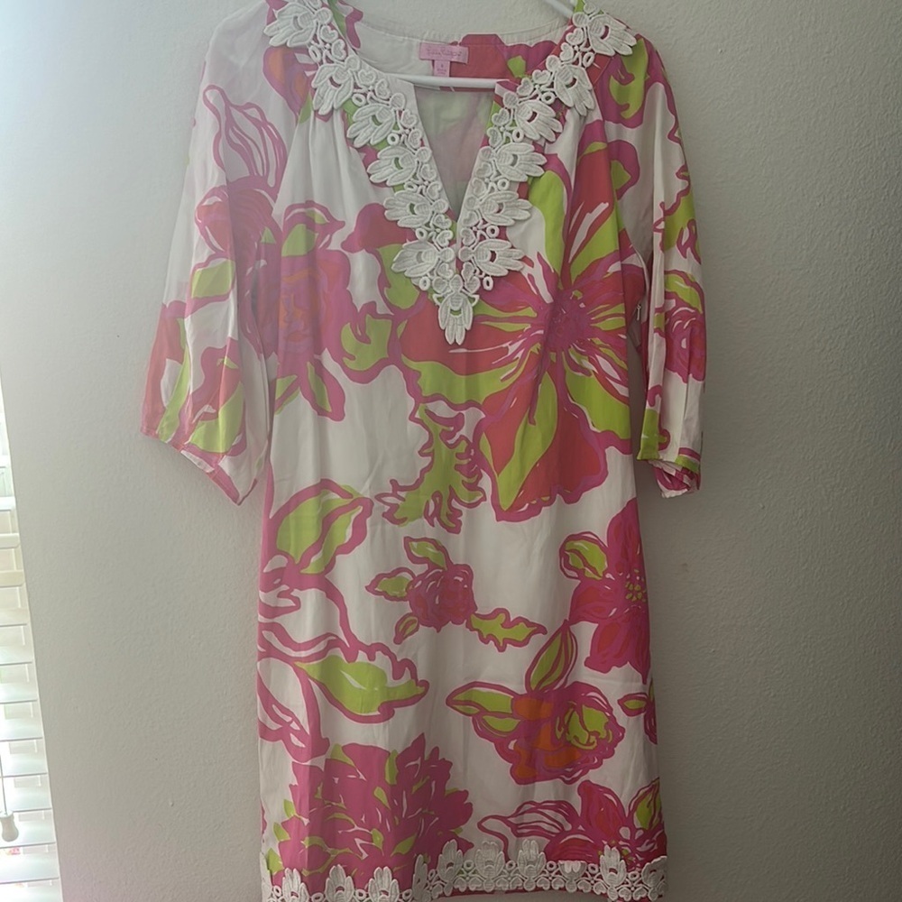 Floral Dress with Lace Trim
